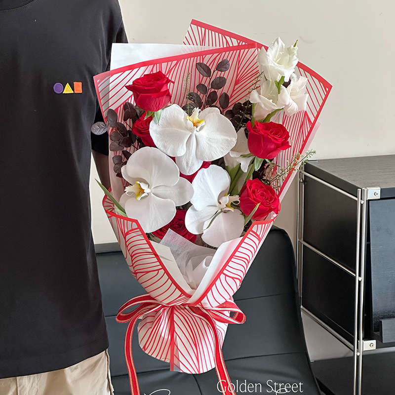 Papel de embalaje de película de gel de mariposa al por mayor engrosado impermeable flor embalaje diy florista encaje papel de envoltura floral