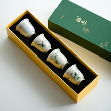 昌朴居纯手绘兰花主人杯功夫茶具手绘留白品茗杯陶瓷闻香杯茶杯