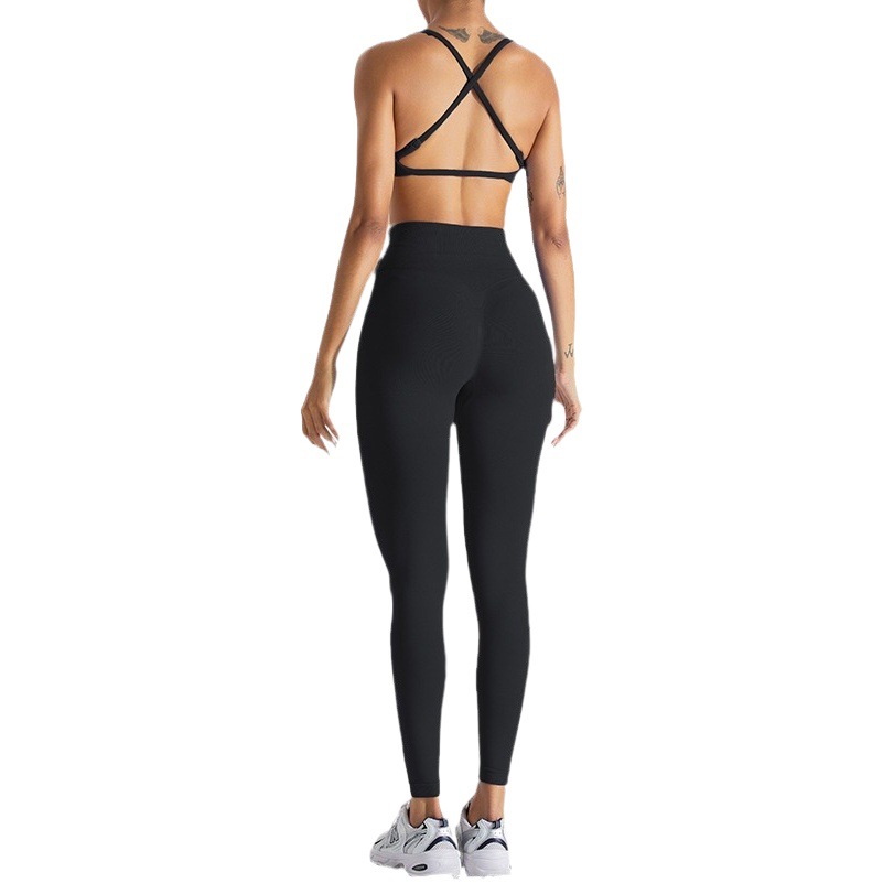 Europa y América sin costuras belleza espalda ropa de yoga traje de las mujeres al aire libre correr apretado yoga pantalones de secado rápido deportes fitness ropa traje