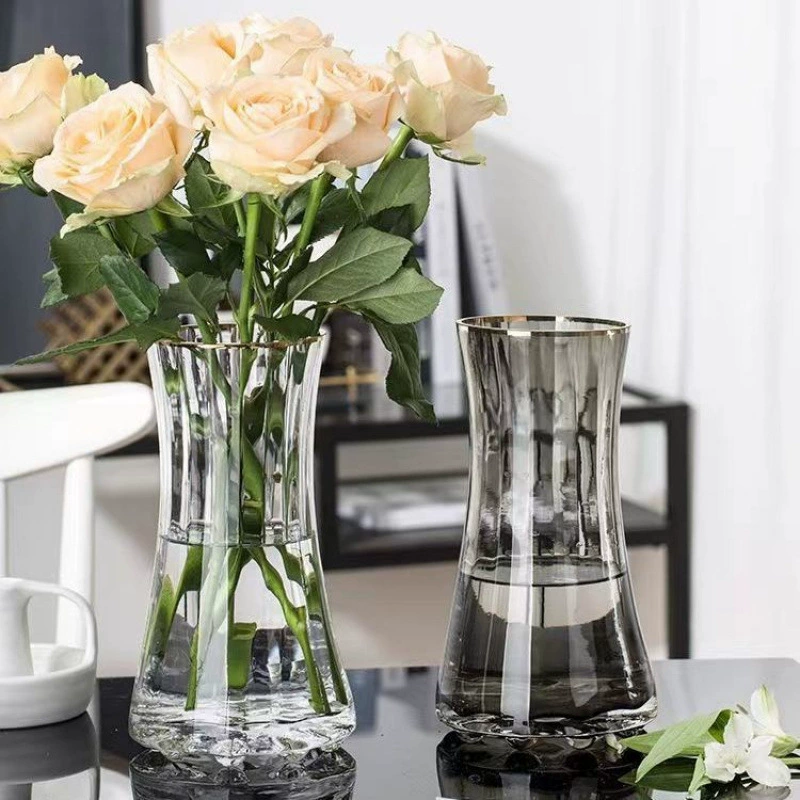 Высококачественная простая и роскошная утолщенная прозрачная стеклянная ваза в стиле ins, богатая бамбуковая цветочная композиция, украшение для гостиной