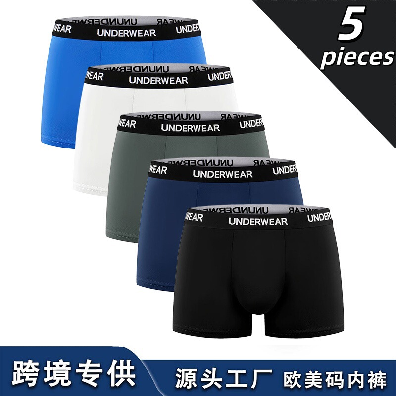 Amazon Cross-Border European and American Men's Underwear, Men's High-End Mid-Waist Boxer Briefs, Trendy Lettered Men's Shorts