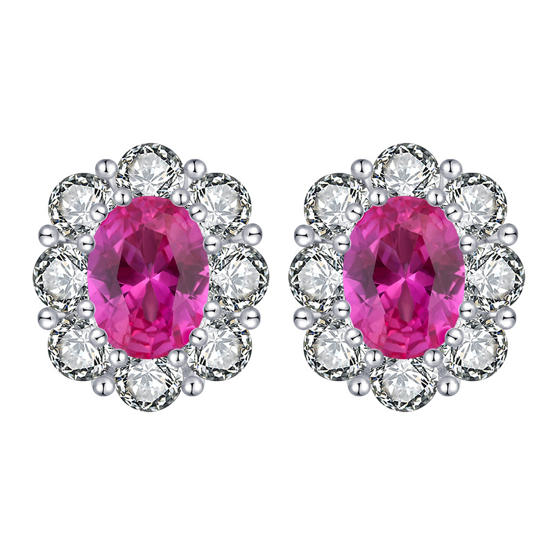 Zhuang Sheng joyería S925 plata simulación Rosa Huevo Rojo traje de moda piedra principal colgante 8*10 espárragos 6*8