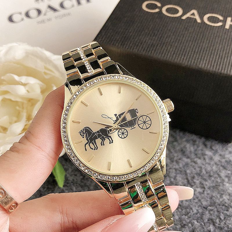 贵气款全金马车满钻表 钢带圆盘腕表 现货直批 宴会百搭奢华腕表