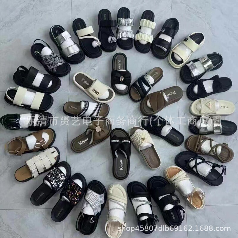 Wenzhou Manufacturer Women's Fashion Sandals Small High Heels Small Fashion Sandals Brand Shoes Inventory Street Stalls First-Hand Supply