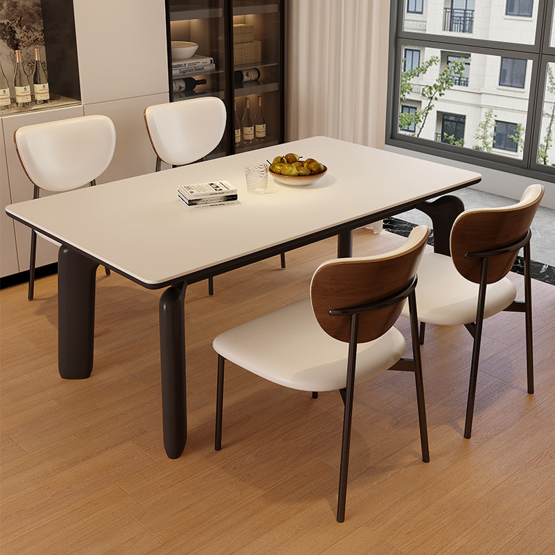 Mesa de comedor de roca de soporte completo, mesa de comedor y silla, combinación doméstica, pequeña casa, retrógrada, simple y moderna mesa de comedor