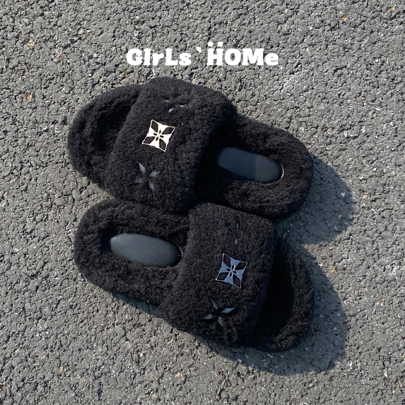 Same Style as Zhao Lusi! Sheepskin Version Thick-Soled Furry Slippers for Women 2025 Early Autumn New Casual Open-Toe Outer Slippers for Women Same Style as Zhao Lusi! Sheepskin Version Thick-Soled Furry Slippers for Women 2025 Early Autumn New Casual Open-Toe Outer Slippers for Women