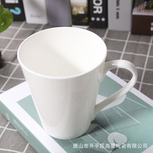 现代简约餐厅用纯白骨质瓷马克杯源头厂家陶瓷杯茶杯印制logo礼品