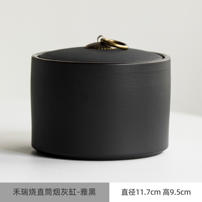 灰皿家庭用リビングオフィス高級感グラデーション陶磁器蓋付き飛灰防止創意中国式ロゴ|undefined