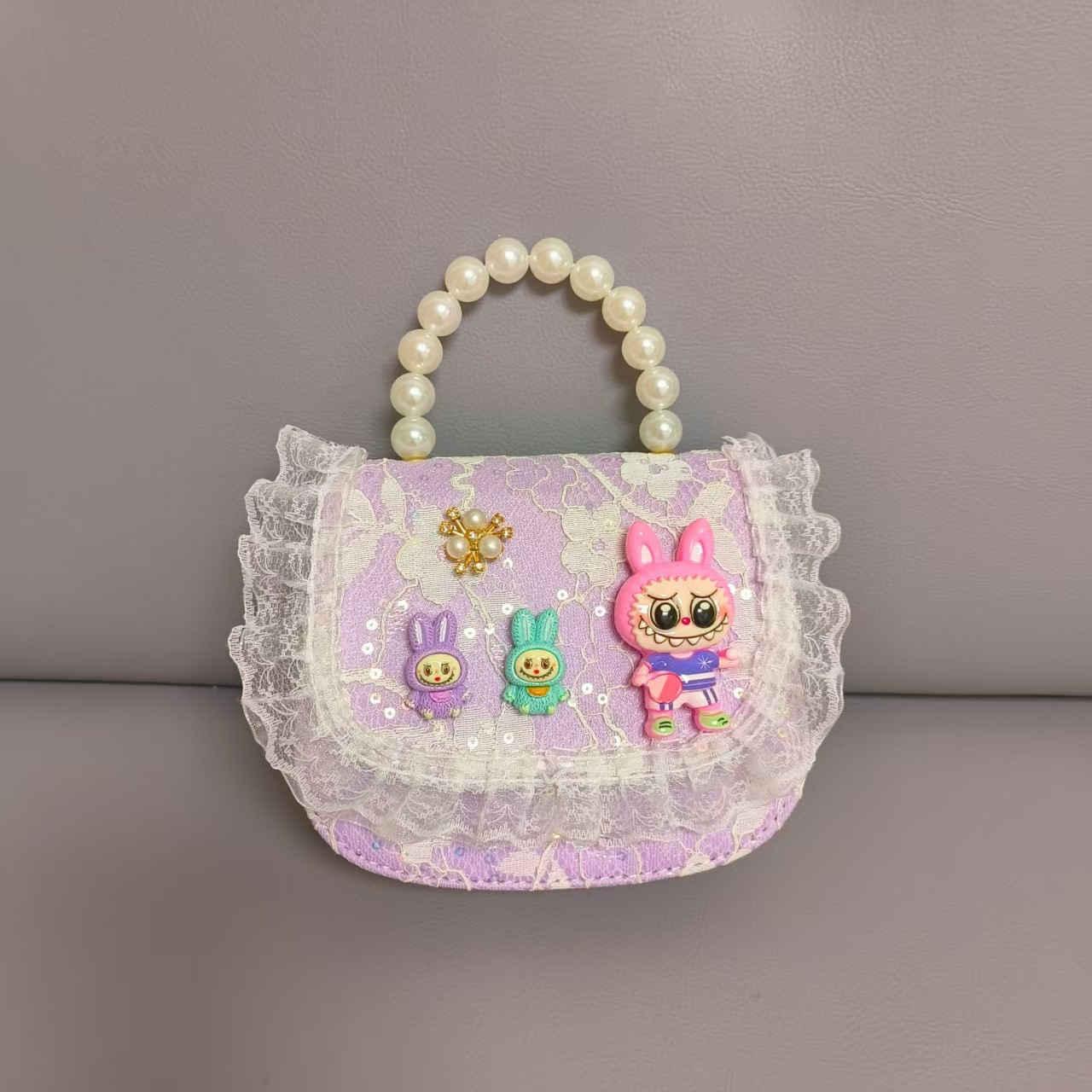 Bolso de perlas bolso de hombro bolso de cambio bolso de princesa bolso de tela de tela bolso de niños bolso de cadena bolso pequeño
