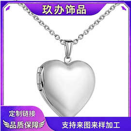 亚马逊跨境新款爱心小盒式项链盒式项链可装图片创意项链礼物女式