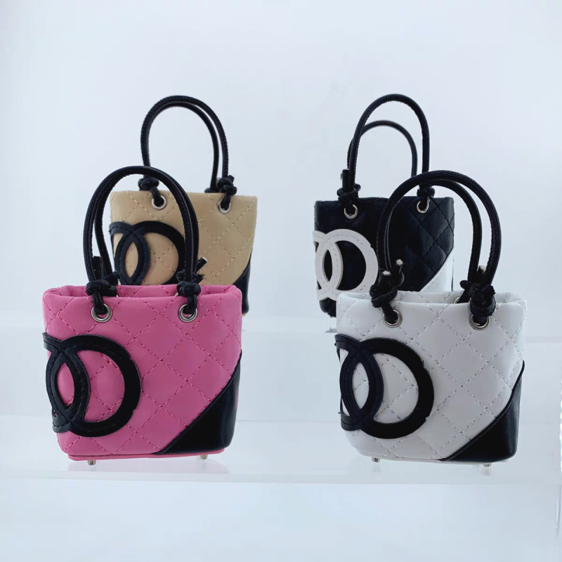 Kangpeng Panda Color Scheme Long-Handle Shoulder Tote Bag with Vertical Basket-Style Pendant Decoration