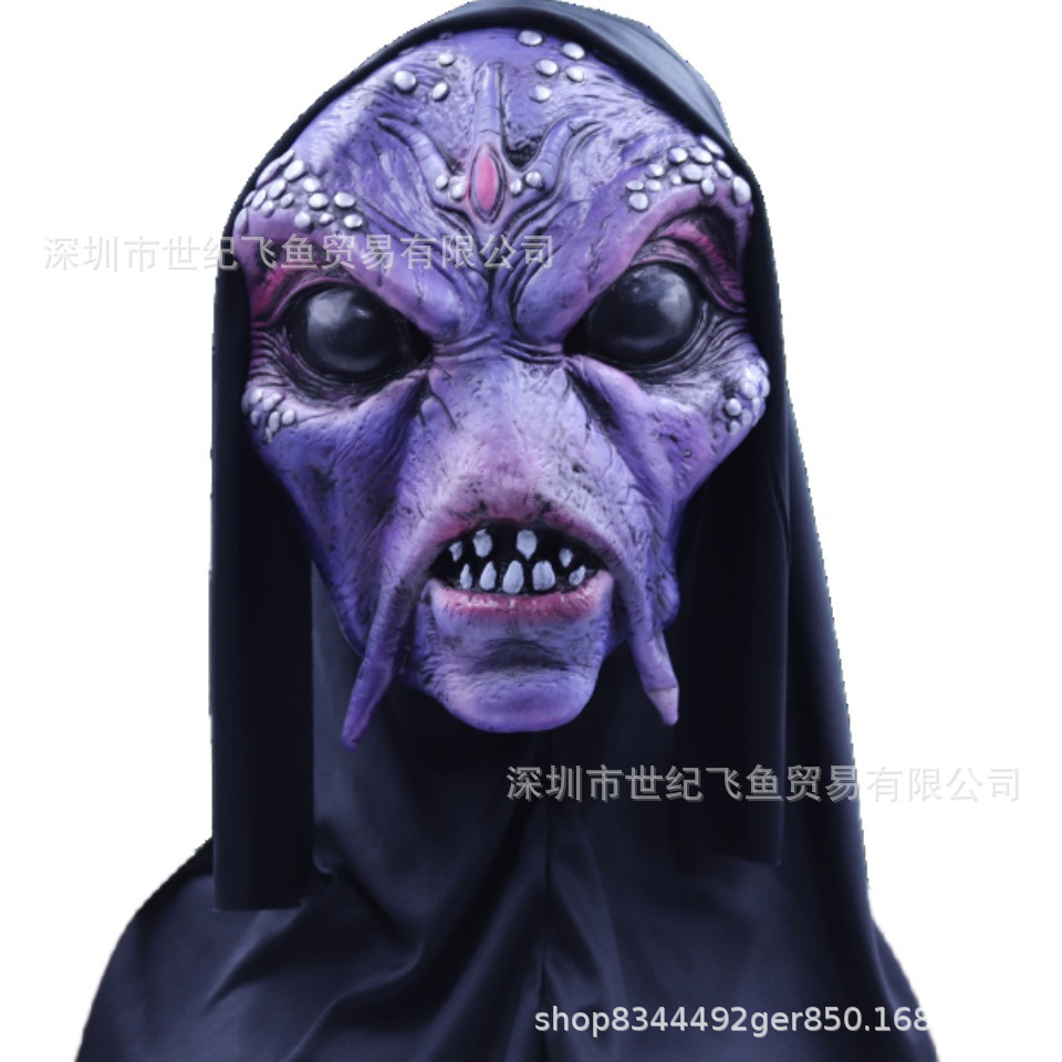 Máscara de bruja de terror fiesta de Halloween Máscara de bruja púrpura mágica