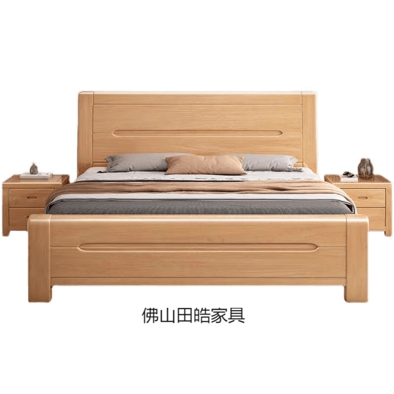 榉木实木床1.8米1.35m经济型1.2m工厂1.5米单双人床2米简约床批发|undefined