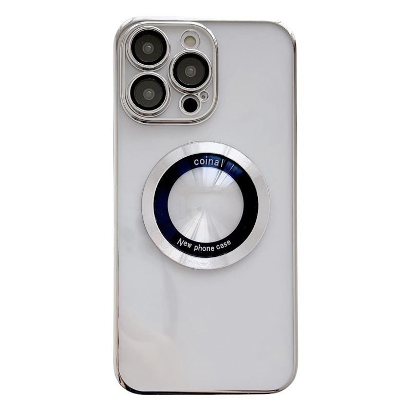 Lupa magnética galvanizada para PC con etiqueta faltante, adecuada para funda de iPhone 16 Pro Max, cubierta protectora transparente para Apple 15