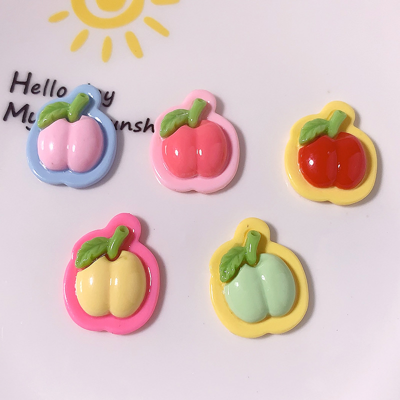 Nuevo sistema de color macarón manzana diy accesorios de resina pinzas de cabello accesorios de cabello caja de teléfono móvil botones de zapatos material de parche hecho a mano