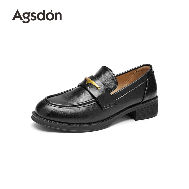 Zapatos de Lefour para mujeres 2026 nuevos zapatos de cuero británicos de primavera retro zapatos de sola plana