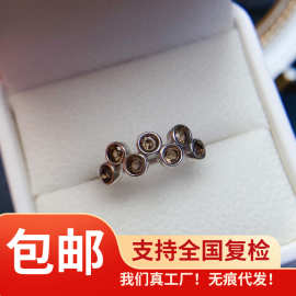 工厂批发爆款天然茶水晶戒指S925银镶嵌主石3*3热销欧美一件代发