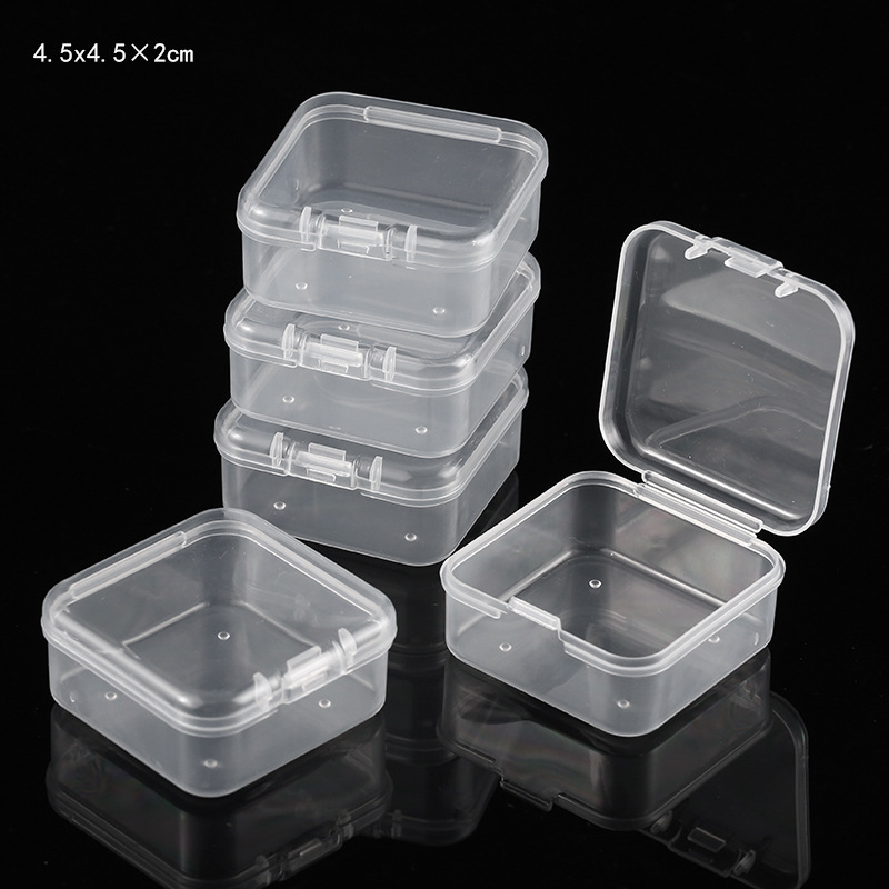 Cuadrado transparente caja de almacenamiento de plástico PP caja de embalaje joyas accesorios de hardware partes tapones para los oídos caja pequeña caja de elemento