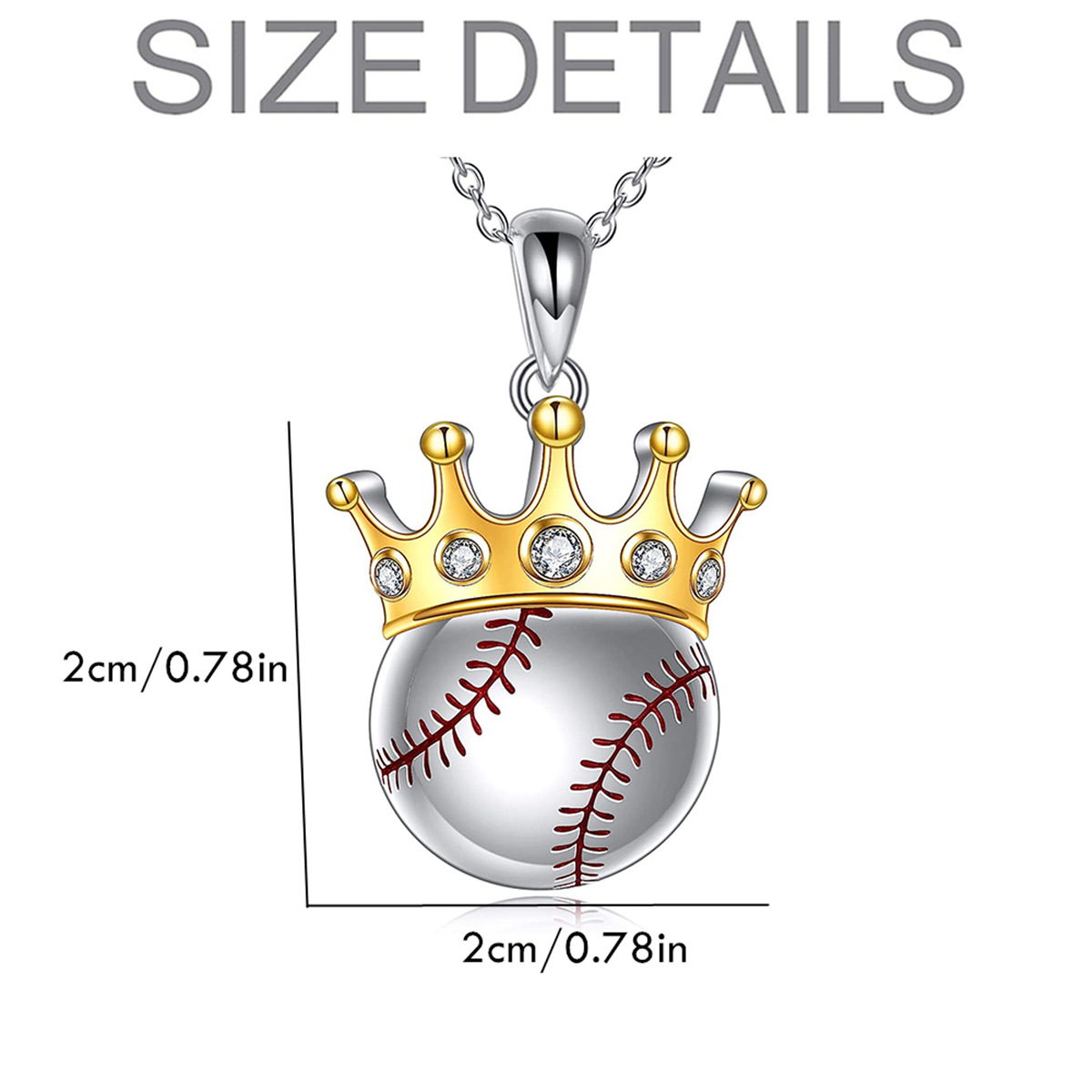 Collana con ciondolo a forma di corona da baseball in zircone bianco alla moda e di vendita calda, gioiello da donna alla moda e versatile_voghion.com