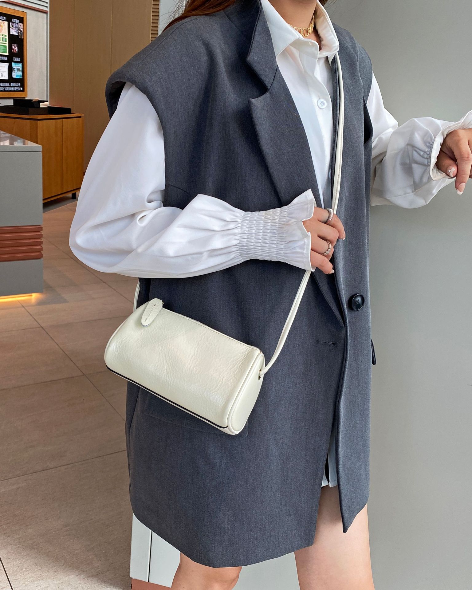 Modna i uniwersalna damska torebka typu crossbody, wykonana z garbowanej roślinnie skóry bydlęcej, nowa, modna, letnia, swobodna, na ramię, z wierzchnią warstwą_voghion.com