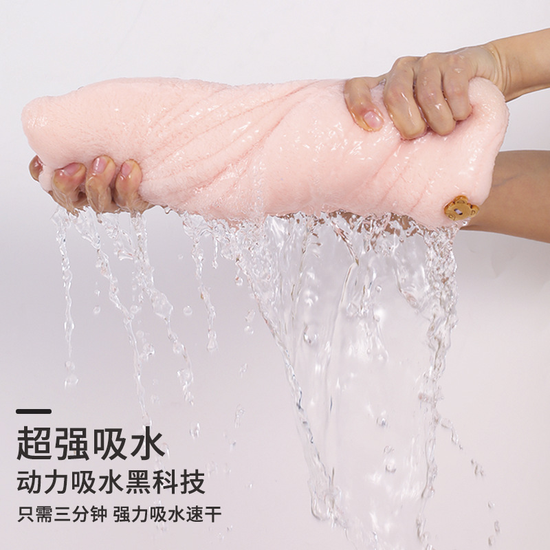 Coral fleece sombrero de secado de pelo de las mujeres de doble capa fuerte absorbente de secado rápido engrosada extra grande hogar nuevo gorro de ducha pañuelo toalla