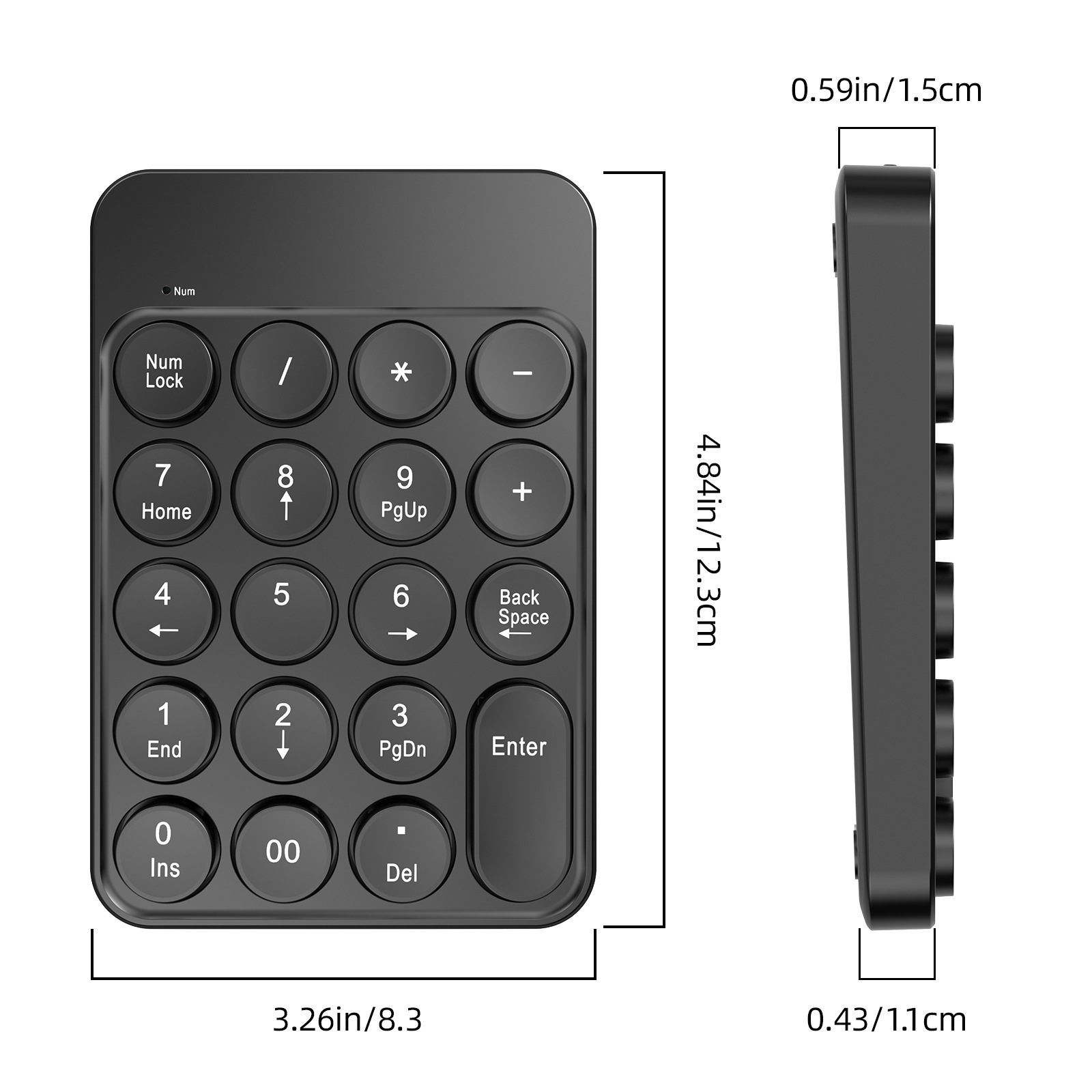 New 2.4g Wireless Plus Bluetooth Dual-Mode Round Keycap Numeric Keyboard Built-In Button Battery Silent Keypad