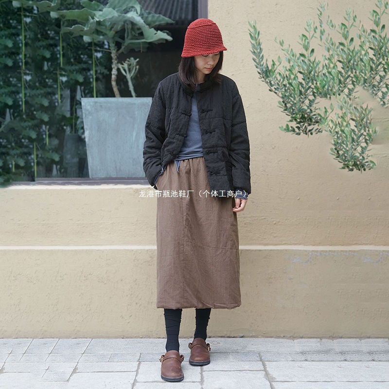 秋冬新款中式棉服女棉袄复古夹棉立领唐装盘扣中国风拼接口袋外套