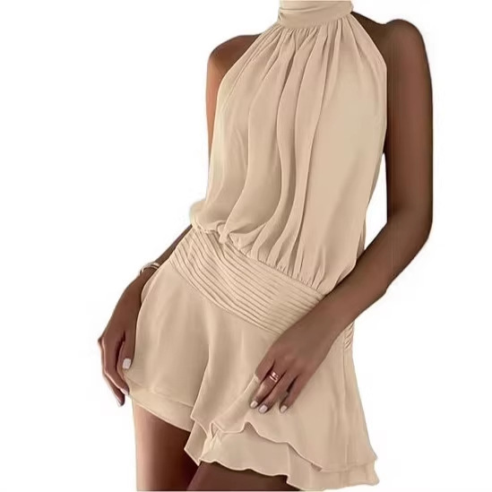 Women's Summer Mini Dress Sleeveless Backless Ruched Date Night Layered A-Line Dress Women's Summer Mini Dress Sleeveless Backless Ruched Date Night Layered A-Line Dress