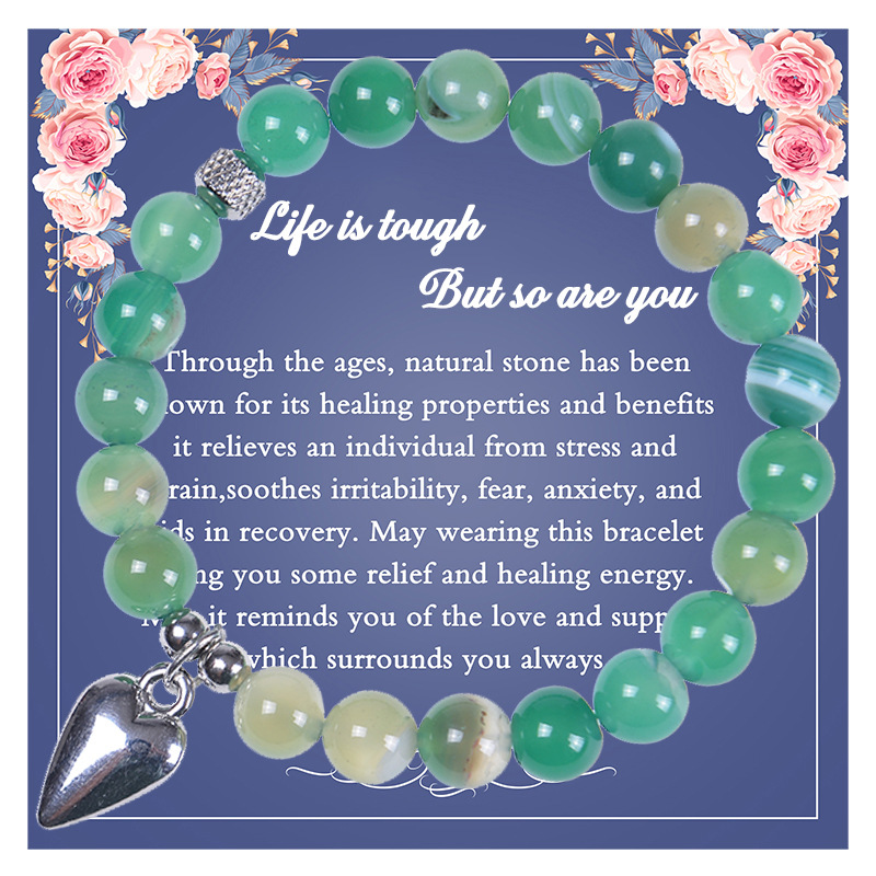 Fashion Heart Shape natural stone Agate Beaded Bracelets 1 Piece