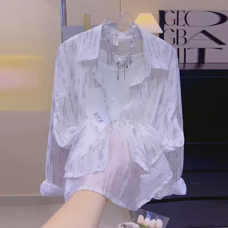 中国風のブルーミング多用途ミドル丈シャツ日焼け止め服女性のための 2025 夏の新しい通気性のファッション薄いジャケットトレンド|undefined