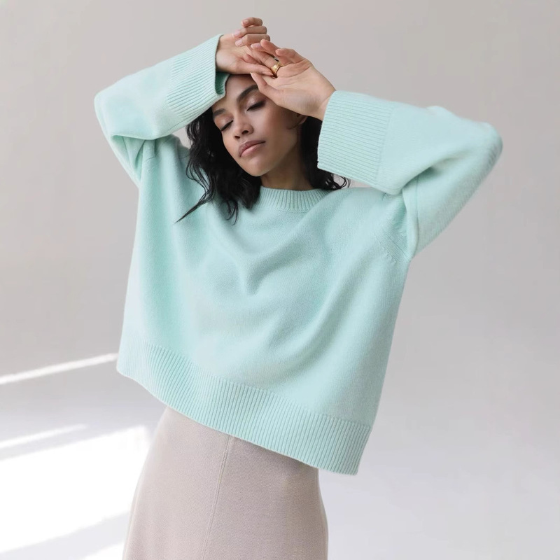 Cross-Border Aliexpress Autumn and Winter Sweaters for Women Thickeneded Inner Wear Large Size Round Neck Pullover Bottoming Knitwear Warm Top