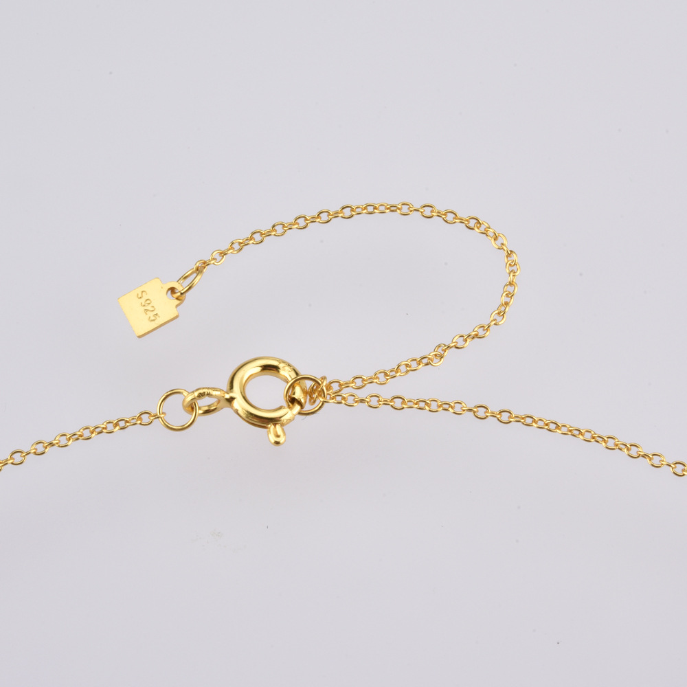 Round Pattern Women's Gender 925 Sterling Silver Zircon Cable Chain Plating Inlay Round Necklace