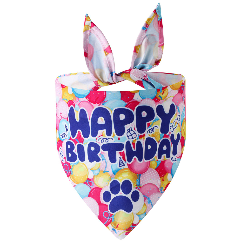 Nueva transfronteriza de dibujos animados mascota de cumpleaños perro saliva toalla triángulo bufanda joyería suministros para mascotas al por mayor