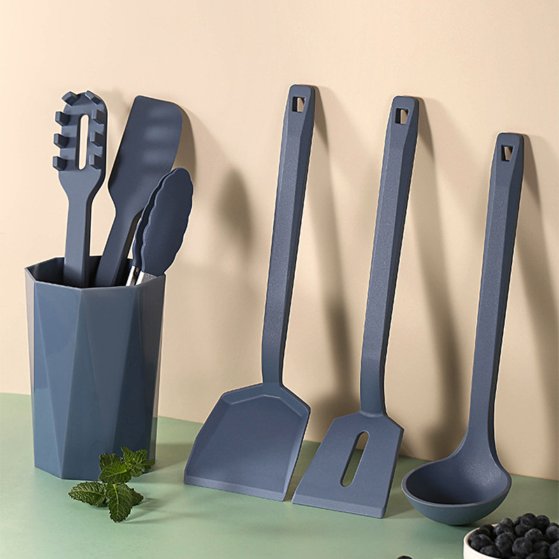 silica gel Kitchenware suit non-stick cookware High temperature resistance Spatula one Soup Ladle Frying spade Storage bucket kitchen cooking tool