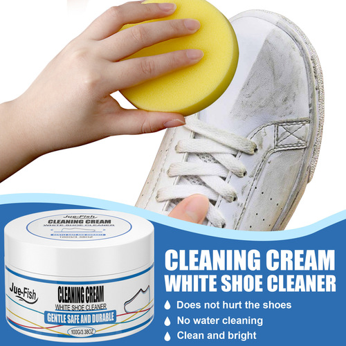 Jue Fish White Shoe Cleaning Cream, a one-swipe whitening tool, no-wash sports canvas shoes cleaning and stain removal