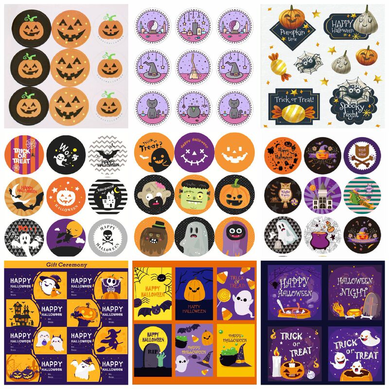 Spot Halloween Stickers Funny Halloween Seal Stickers Decorative Gift Stickers Pumpkin Ghost Gift Patch