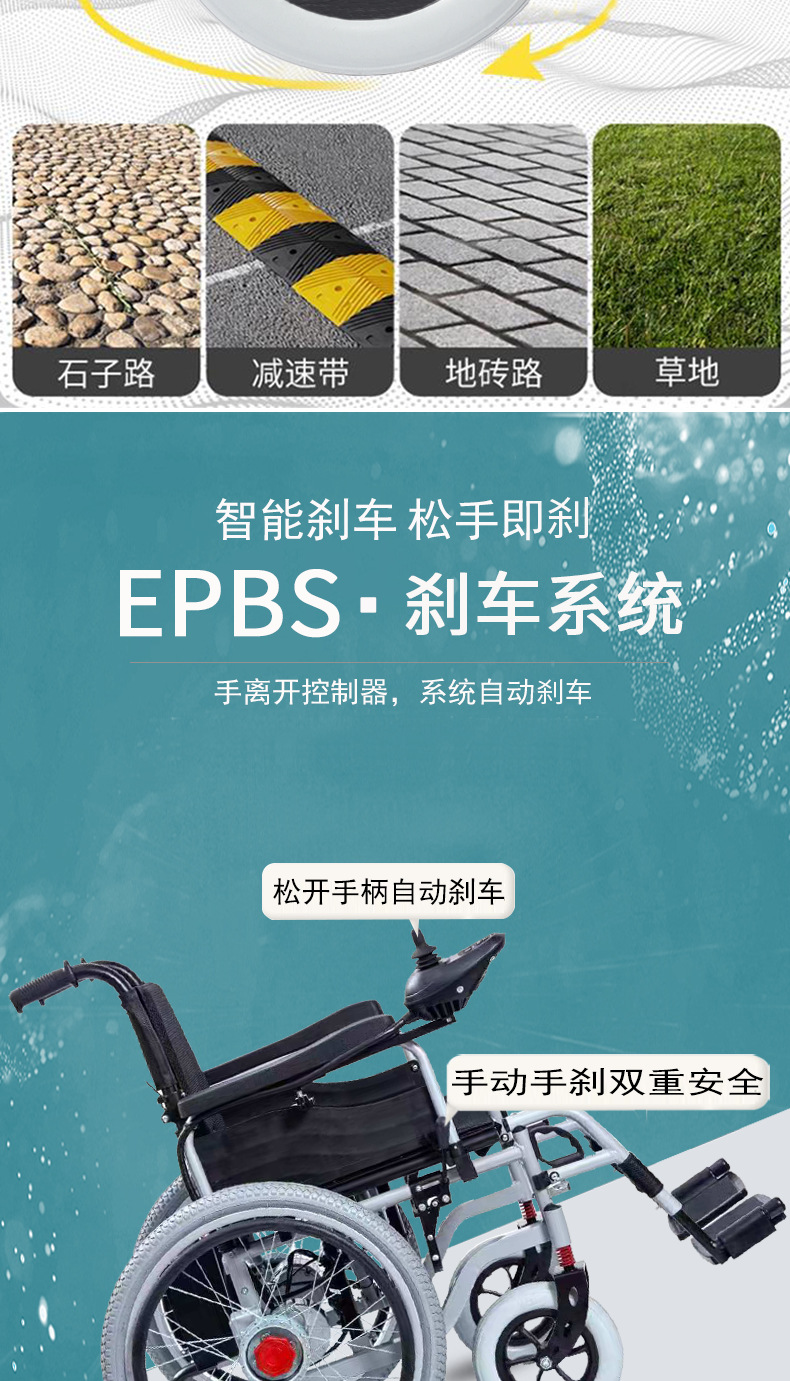 Electric Wheelchair 700W Foldable Portable Smart Large-Wheel Dual-Use Four-Wheel Mobility Scooter for Elderly and Disabled