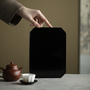 Lacquer Tea Tray Iron Handmade Lacquer Tea Tray Pot Bearing Dry Brewing Tea Table Chinese Style Lacquer Long Square Tray