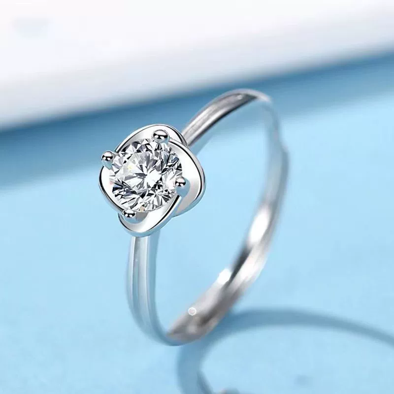 Серебряный браслет, кольцо с камнем из циркона, обручальное кольцо, размер 7254, четырехлистный клевер, образец серебра 990, японский и корейский, простой и элегантный дизайн, на указательный палец
