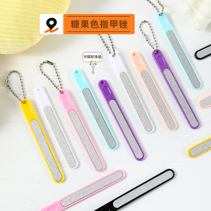 Simple Candy-Colored Nail File for Girls, Home-Use Nail File Strip with Chain, Nail Polishing and Buffing Tool Simple Candy-Colored Nail File for Girls, Home-Use Nail File Strip with Chain, Nail Polishing and Buffing Tool