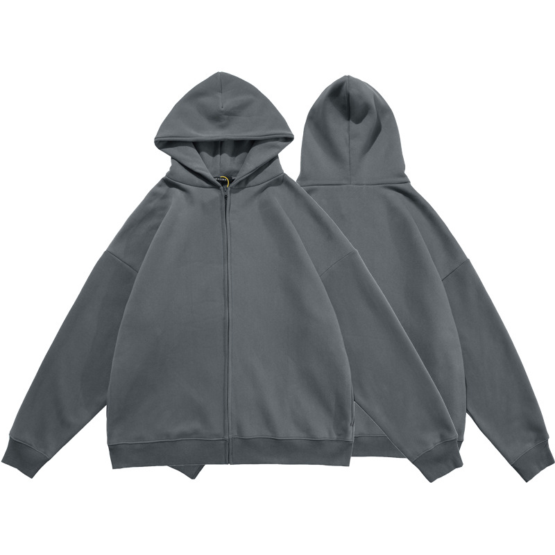 Versión alta yeezy Kanye mismo estilo calle alta color sólido forro polar cremallera con capucha suéter de los hombres y las mujeres del mismo estilo HOODIE