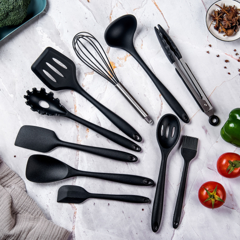 Kit de cocina de silicona de 10 piezas, conjunto de herramientas de silicona antiadherentes, garras de polvo, cuchillo de silicona, utensilios de cocina