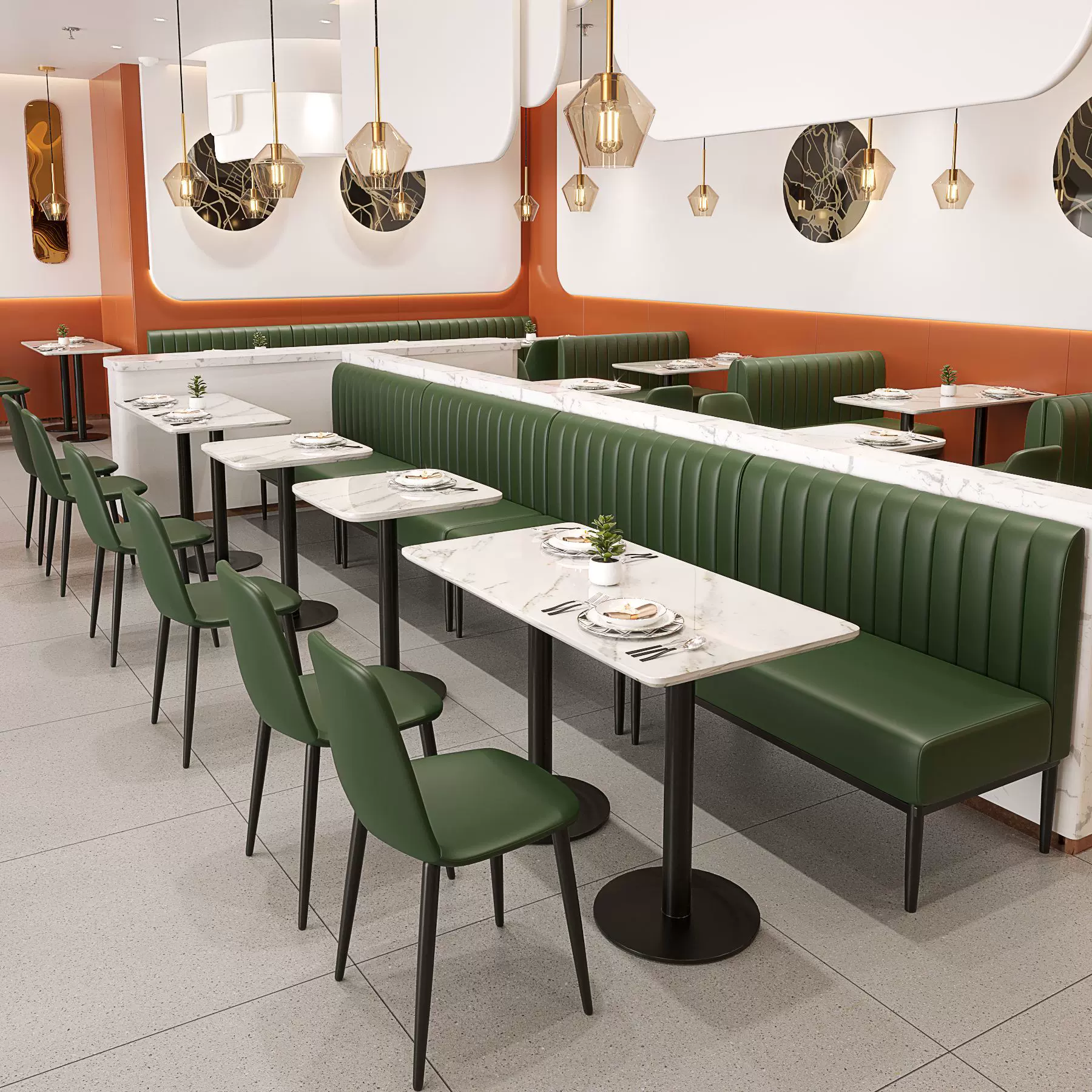 北欧风桌椅饭店组合餐厅咖啡厅沙发卡座餐简约现代风轻奢家用