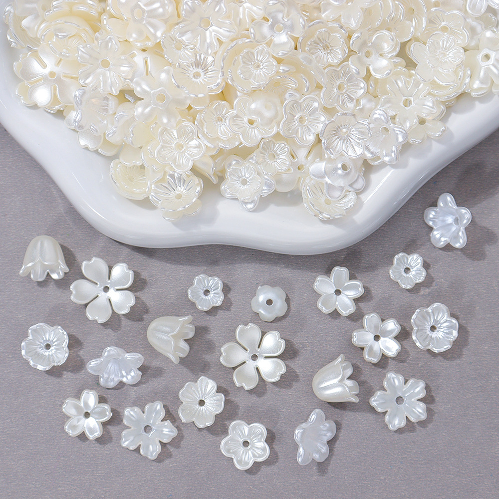 Abs Imitation Pearl Beaded Flower Holder Flower Cap Spacer Beads Antique Accessories Handmade DIY Bracelet Necklace Earrings Clothing Materials