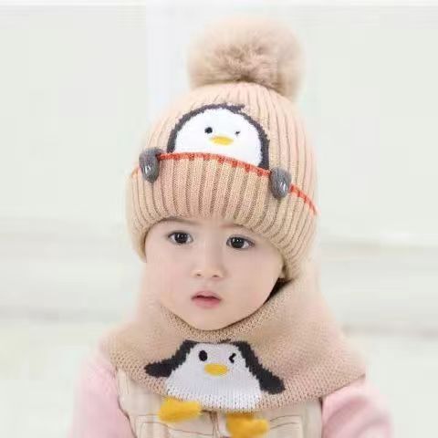 秋冬の子供のベルベットの帽子の赤ちゃんの帽子の男女の赤ちゃんの厚い暖かい耳の帽子のかわいいニット帽|undefined