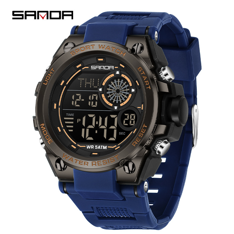 SANDA 6255 reloj estudiante multifunción cronógrafo deportivo reloj de pantalla digital electrónica impermeable de moda