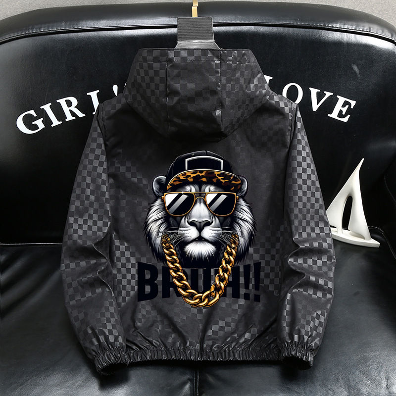 Veste à capuche homme légère coupe ample style décontracté_voghion.com