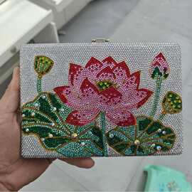 惜缘 金属镶钻女包方动物图案宝石包晚宴包水钻手拿包链条包新娘