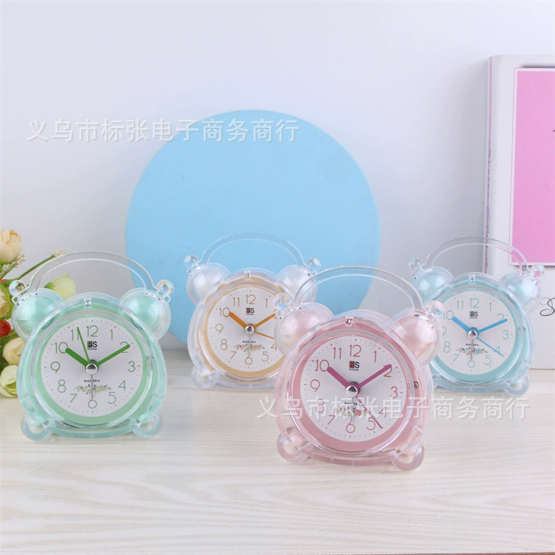 Милый карамельный цвет немой маленький будильник студенческое общежитие прикроватный будильник Креативные украшения для спальни светящиеся часы оптом