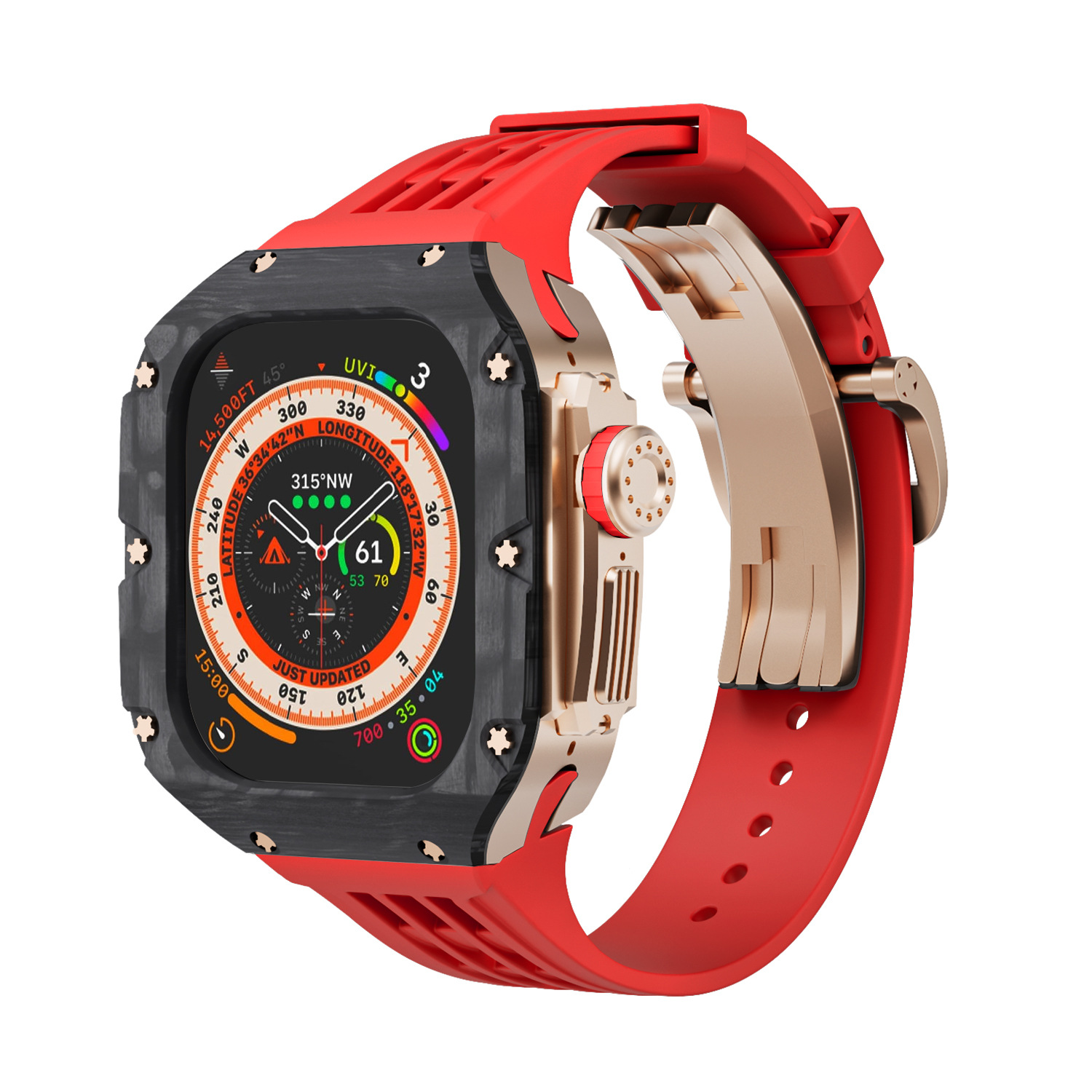 Fibra de carbono caja reloj para Apple Watch modificación Shell iwatch ultra Titanium aleación integrado protección 49mm